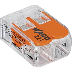 WAGO 221-412-100, 221, kabelová svorka, 0.14-4 mm², kontakty 2, transparentní, oranžová, 100 ks