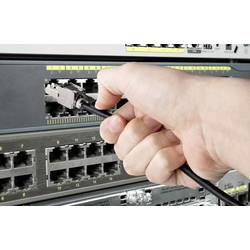 Renkforce RF-4538214 RJ45 síťové kabely, propojovací kabely CAT 6A S/FTP 0.25 m černá se stahovacím kroužkem pro odblokování 1 ks