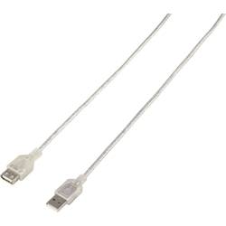 Renkforce USB kabel USB 2.0 USB-A zástrčka, USB-A zásuvka 3.00 m průhledná RF-4538152