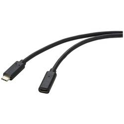 Renkforce USB kabel USB 3.2 Gen2 (USB 3.1 Gen2) USB-C ® zástrčka, USB-C ® zásuvka 2.00 m černá PVC plášť RF-4755222