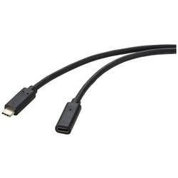 Renkforce USB kabel USB 3.2 Gen2x2 USB-C ® zástrčka, USB-C ® zásuvka 1.00 m černá PVC plášť RF-4755220