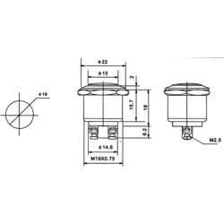 TRU COMPONENTS PBS-28B, 701401 tlačítko antivandal, 19 mm, 250 V/AC, 2 A, 1 ks