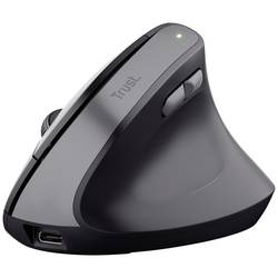 Trust Bayo II ergonomická myš bezdrátový optická černá 6 tlačítko 800 dpi, 1200 dpi, 1600 dpi, 2400 dpi ergonomická, Tiché klávesy, integrovaný scrollpad,