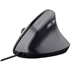 Trust Bayo II ergonomická myš USB černá 6 tlačítko 800 dpi, 1200 dpi, 1600 dpi, 2400 dpi ergonomická, Tiché klávesy, integrovaný scrollpad