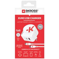 Skross Euro USB Charger AC45PD + USB-C cable USB nabíječka, 1x USB A , 1x USB-C®, 45 W, Dodávka energie, bílá