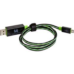 RealPower USB kabel USB 2.0 USB-A zástrčka, USB Micro-B zástrčka 0.75 m zelená s LED 187656