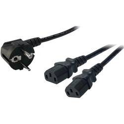 LogiLink napájecí kabel [1x úhlová zástrčka s ochranným kontaktem - 2x zástrčka C13 ] 1.70 m černá