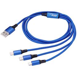 Akyga USB kabel USB-A zástrčka, Apple Lightning konektor, USB-C ® zástrčka, USB Micro-A zástrčka 1.20 m modrá AK-USB-27