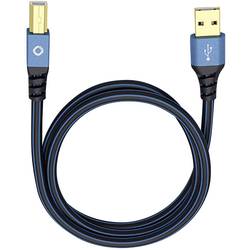 USB 2.0 [1x USB 2.0 zástrčka A - 1x USB 2.0 zástrčka B] 5.00 m modrá pozlacené kontakty Oehlbach USB Plus B