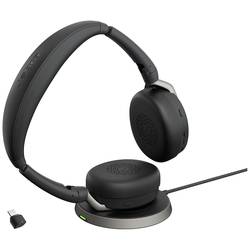 Jabra Evolve2 65 Flex Link380c UC + pad Počítače Sluchátka On Ear Bluetooth® stereo černá Potlačení hluku headset, Vypnutí zvuku mikrofonu, regulace