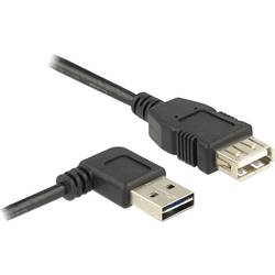 USB 2.0 prodlužovací kabel plochý zahnutý [1x USB 2.0 zástrčka A - 1x USB 2.0 zásuvka A] 2.00 m černá oboustranně zapojitelná zástrčka, pozlacené kontakty, UL