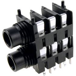 Jack konektor 6,35 mm stereo Cliff FCR1117, zásuvka vestavná horizontální, 3pól., černá