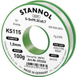 Stannol KS115 bezolovnatý pájecí cín cívka Sn99,3Cu0,7 ROM1 100 g 1.5 mm