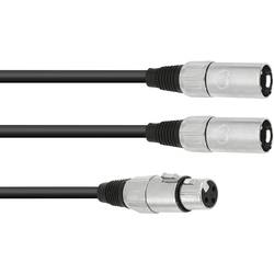 Omnitronic 30225204 XLR kabelový adaptér [1x XLR zásuvka 3pólová - 2x XLR zástrčka 3pólová] 1.00 m černá