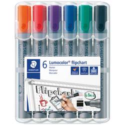 Staedtler 356 B WP6 popisovač na flipcharty Lumocolor® flipchart marker 356 B 2 - 5 mm černá, modrá, červená, zelená, oranžová, fialová 6 ks