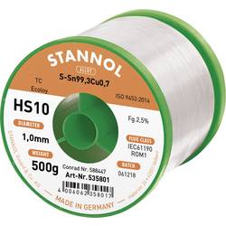 Stannol HS10 2510 bezolovnatý pájecí cín cívka Sn99,3Cu0,7 ROM1 500 g 1 mm