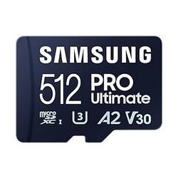 Samsung PRO Ultimate paměťová karta microSD 512 GB Class 3 UHS-I , v30 Video Speed Class, A2 Application Performance Class vč. USB čtečky karet