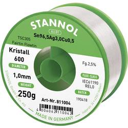 Stannol Kristall 600 Fairtin bezolovnatý pájecí cín bez olova Sn96,5Ag3Cu0,5 REL0 250 g 1 mm