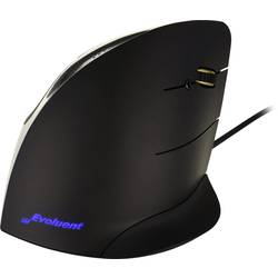 Evoluent Vertical Mouse Corded Right Hand optická ergonomická myš, přenos USB, 5 tlačítko, černá, stříbrná