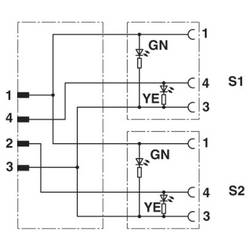 Phoenix Contact SAC-3P-M12Y/2X1,5-PUR/M 8FR-2L připojovací kabel pro senzory - aktory, 1671438, piny: 3, 1.50 m, 1 ks