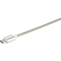 Renkforce USB kabel USB 2.0 USB-A zástrčka, USB-C ® zástrčka 0.50 m stříbrná kabelový plášť z nerezové oceli RF-4888674