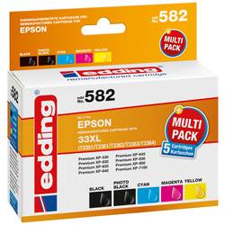Edding Ink náhradní Epson T33XL Multipack 5 kompatibilní kombinované balení černá, foto černá, azurová, purppurová, žlutá EDD-582 18-582