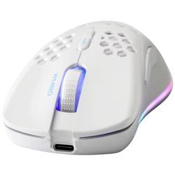 DELTACO GAMING WM80 herní myš bezdrátový optická bílá 7 tlačítko 4800 dpi s podsvícením, nabíjecí