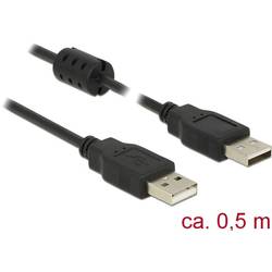Delock USB kabel USB 2.0 USB-A zástrčka, USB-A zástrčka 0.50 m černá s feritovým jádrem 84888