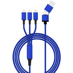 Smrter Nabíjecí kabel USB USB 2.0 USB-A zástrčka, USB-C ® zástrčka, Apple Lightning konektor 1.20 m modrá SMRTER_TRIO_L_NB