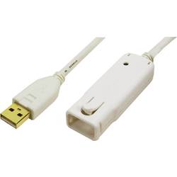 LogiLink USB kabel USB 2.0 USB-A zástrčka, USB-A zásuvka 12.00 m bílá pozlacené kontakty, UL certifikace UA0092