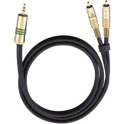 Oehlbach 2056 cinch / jack audio kabel [2x cinch zástrčka - 1x jack zástrčka 3,5 mm] 1.00 m černá pozlacené kontakty