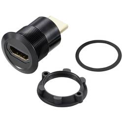 TRU COMPONENTS TC-11980460 Zásuvka HDMI panelového adaptéru HDMI zásuvka HDMI zástrčka černá Pólů: 1 Množství: 1 ks