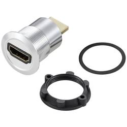 TRU COMPONENTS TC-11980448 Zásuvka HDMI panelového adaptéru HDMI zásuvka HDMI zástrčka stříbrná Pólů: 1 Množství: 1 ks