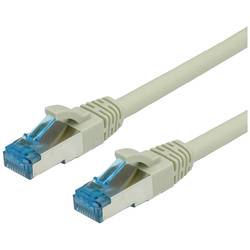 Value 21.99.0864 RJ45 síťové kabely, propojovací kabely CAT 6A S/FTP 0.30 m šedá dvoužilový stíněný, bez halogenů, samozhášecí 1 ks