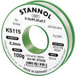 Stannol KS115 bezolovnatý pájecí cín cívka Sn99,3Cu0,7 ROM1 100 g 0.3 mm