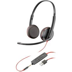 Plantronics Blackwire C3225 binaural telefon Sluchátka On Ear kabelová stereo černá Redukce šumu mikrofonu, Potlačení hluku regulace hlasitosti, Vypnutí zvuku