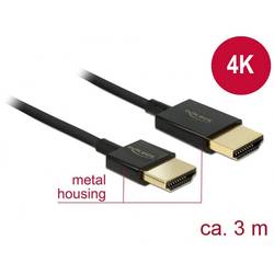 Delock HDMI kabel Zástrčka HDMI-A, Zástrčka HDMI-A 3.00 m černá 84774 pozlacené kontakty HDMI kabel