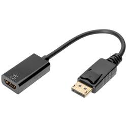 Digitus DisplayPort / HDMI kabel Konektor DisplayPort, Zásuvka HDMI-A 0.20 m černá DB-340415-002-S dvoužilový stíněný, standardní HDMI, podpora HDMI, stíněný