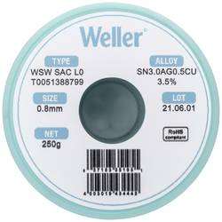 Weller WSW SAC L0 bezolovnatý pájecí cín cívka Sn3,0Ag0,5Cu 250 g 0.8 mm