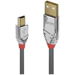 LINDY USB kabel USB 2.0 USB-A zástrčka, USB Mini-B zástrčka 7.50 m šedá 36635