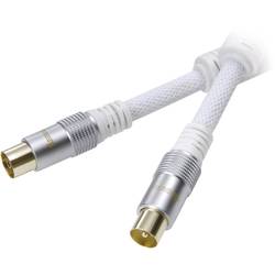 Vivanco antény kabel [1x anténní zástrčka 75 Ω - 1x anténní zásuvka 75 Ω] 1.50 m 110 dB pozlacené kontakty, s feritovým jádrem bílá