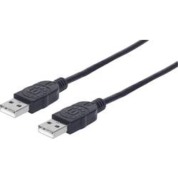 Manhattan USB kabel USB 2.0 USB-A zástrčka, USB-A zástrčka 1.00 m černá fóliové stínění, UL certifikace, pozlacené kontakty 353892