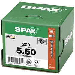 SPAX 1191040500503 šroub do dřeva 5 mm 50 mm T-STAR plus ocel Černý BLAX 200 ks