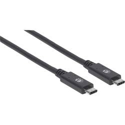 Manhattan USB kabel USB 3.2 Gen1 (USB 3.0 / USB 3.1 Gen1) USB-C ® zástrčka, USB-C ® zástrčka 1.00 m černá oboustranně zapojitelná zástrčka 355223
