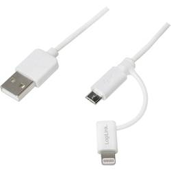LogiLink USB kabel USB 2.0 USB-A zástrčka, USB Micro-B zástrčka, Apple Lightning konektor 1.00 m bílá CU0118