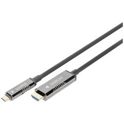 Digitus HDMI / USB-C® kabel Zástrčka HDMI-A, USB-C ® zástrčka 15 m černá AK-330150-150-S hliníková zástrčka, flexibilní provedení, stínění pletivem, kompletní