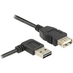 USB 2.0 prodlužovací kabel plochý zahnutý [1x USB 2.0 zástrčka A - 1x USB 2.0 zásuvka A] 1.00 m černá oboustranně zapojitelná zástrčka, pozlacené kontakty, UL