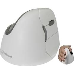 Evoluent VerticalMouse4 VM4RB Mac optická ergonomická myš, Bluetooth®, 6 tlačítko, 2800 dpi, bílá, stříbrná
