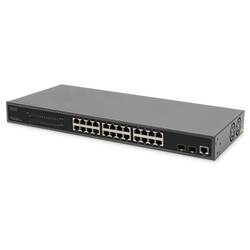 Digitus DN-95359 19 síťový switch RJ45/SFP, 24 + 2 porty, 10 / 100 / 1000 MBit/s, funkce PoE