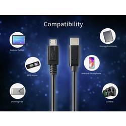 Renkforce USB kabel USB 2.0 USB-C ® zástrčka, USB Micro-B zástrčka 1.00 m černá kulatý RF-5719754